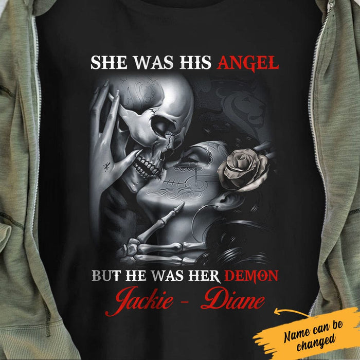 Personalized Skull Husband & Wife T Shirt JN212 95O34 1