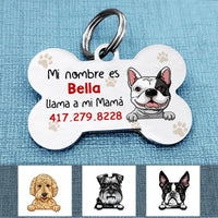 Personalized Perro Llama A Mi Mamá Spanish Dog Call My Mom Bone Pet Tag AP137 67O58 thumb 1