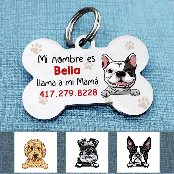 Personalized Perro Llama A Mi Mamá Spanish Dog Call My Mom Bone Pet Tag AP137 67O58 1