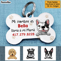 Personalized Perro Llama A Mi Mamá Spanish Dog Call My Mom Bone Pet Tag AP137 67O58 thumb 1