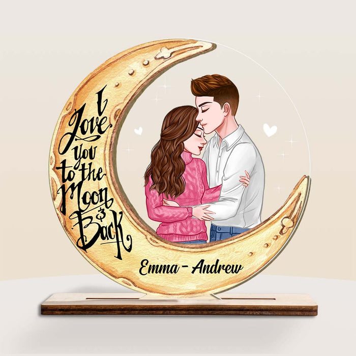 Personalized Couple Love You To The Moon And Back Plaque 22720 1