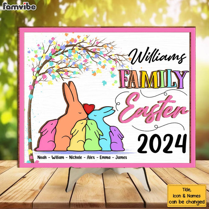 Personalized Easter Gift Bunny Family 2 Layered Separate Wooden Plaque 31717 1