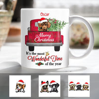 Personalized Dog  Red Truck Christmas The Most Wonderful Time Mug OB22 87O34 thumb 1