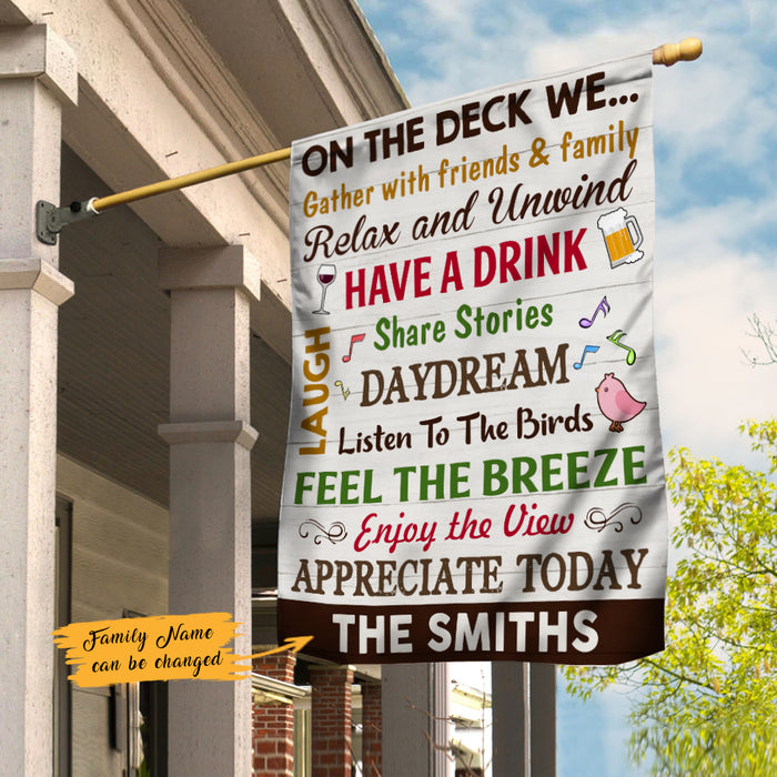 Personalized Family On The Deck We Gather Gardening Flag AG132 73O47 1