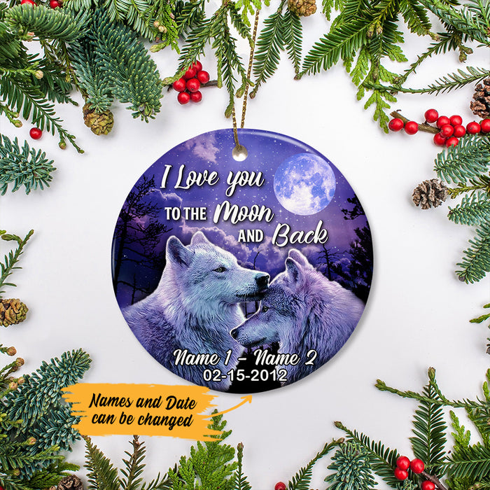 Personalized To The Moon Wolf Couple  Ornament SB163 26O47 1