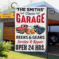 Personalized Garage Classic Beers & Gears Flag AG176 95O47 thumb 1