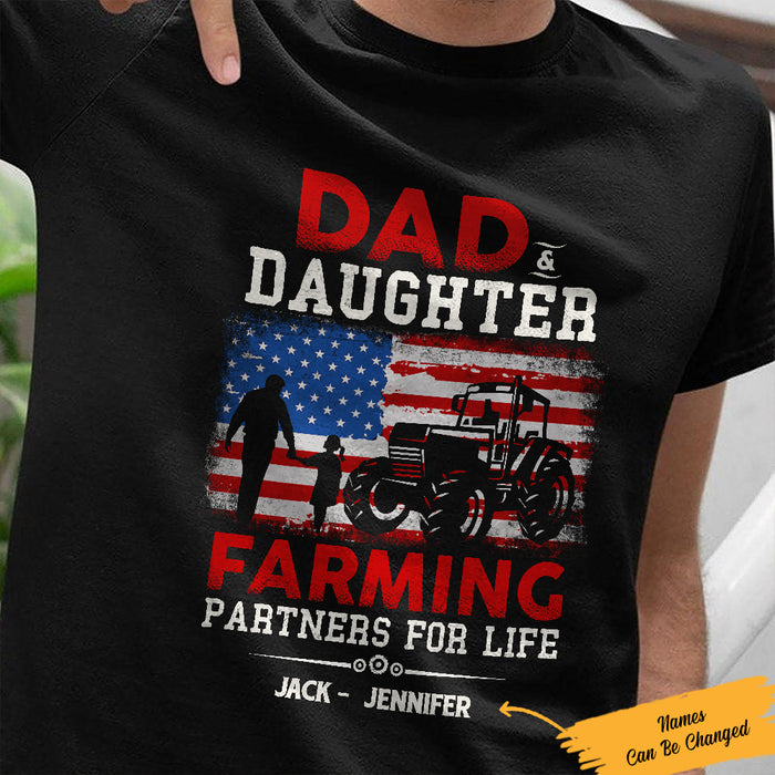 Personalized Tractor Farmer Dad & Daughter Farming Partners T Shirt JL291 67O57 1