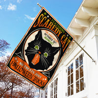 Scaredy Black Cat No Treats Just Tricks Halloween Flag AG141 87O53 thumb 1