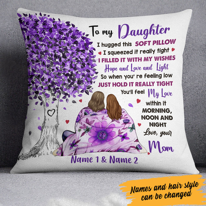Personalized Mom Grandma Tree Hug Purple Pillow MR84 30O60 (Insert Included) 1
