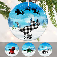 Personalized Cat Santa Sleigh Christmas  Ornament OB262 95O53 thumb 1