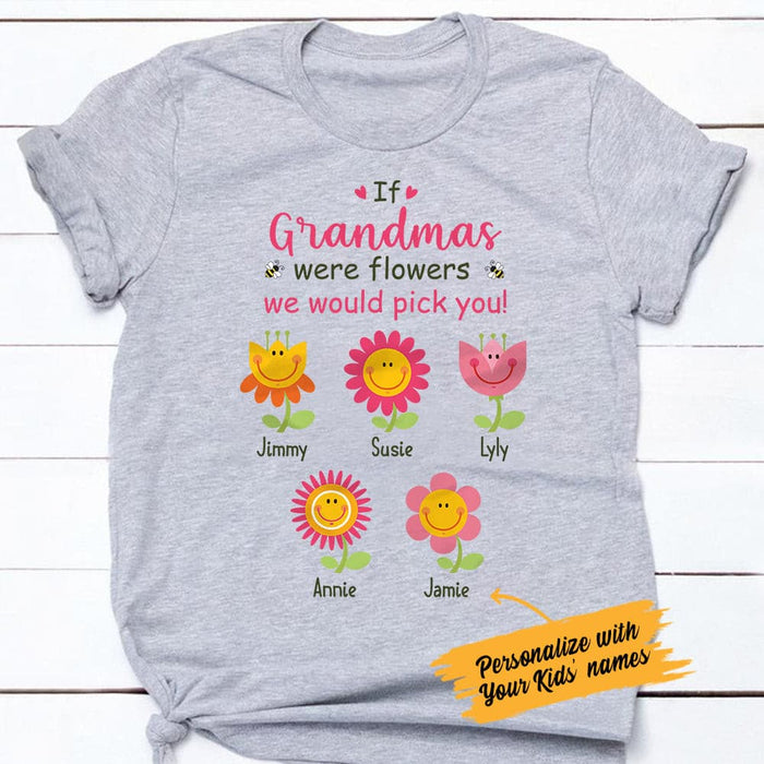 Personalized Grandma Flower White T Shirt JN182 95O47 1