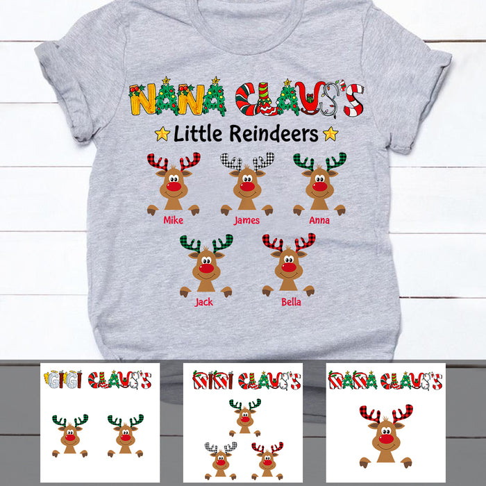Personalized Grandma Nana Claus Little Reindeer T Shirt OB152 30O47 1