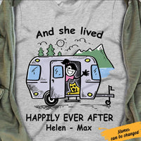 Personalized Camping Girl & Her Dog White T Shirt JN156 81O61 thumb 1