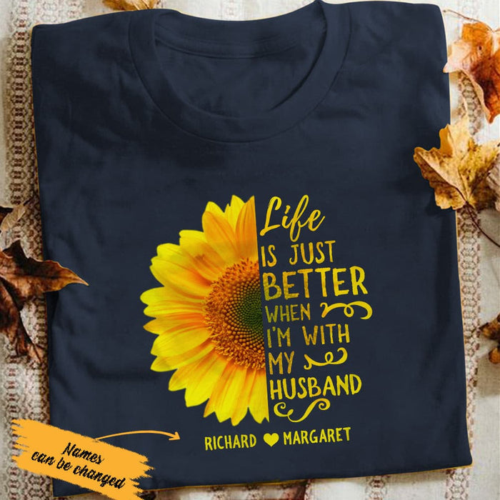 Personalized Husband And Wife Sunflower T Shirt JN91 85O65 1
