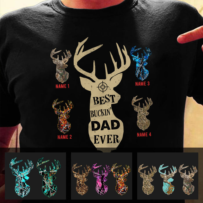 Personalized Deer Hunting Buckin Dad Grandpa T Shirt MR201 81O60 1