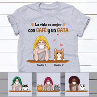 Personalized Cat Mom Spanish Mamá Gato T Shirt AP163 26O53 thumb 1