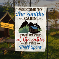 Personalized Forest Cabin Time Wasted Flag AG171 30O65 thumb 1