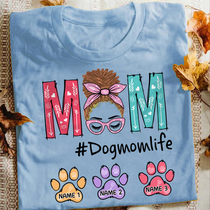 Personalized Colorful Paw Dog Cat Mom Grandma T Shirt MR122 65O57 1