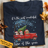Personalized Red Truck Dog Christmas The Most Wonderful Time T Shirt NB261 87O36 thumb 1