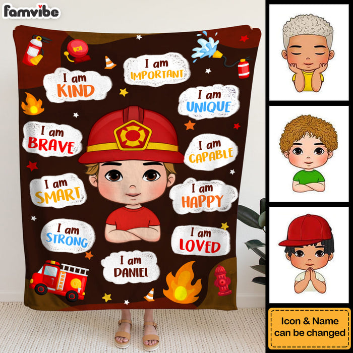 Personalized Inspiring Gift For Grandson I Am Kind Firefighter Kid Blanket 31256 1