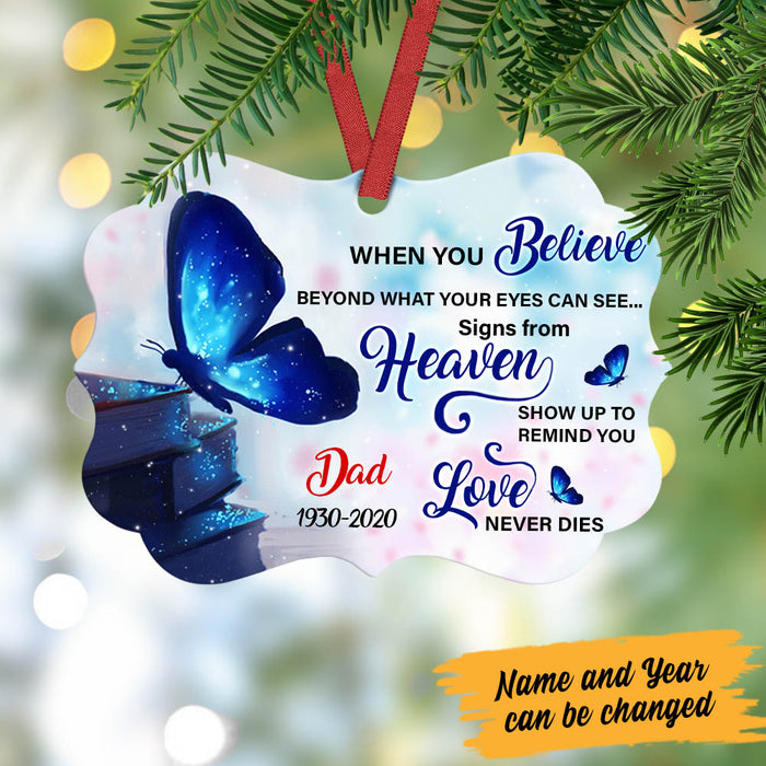 Personalized Butterfly Memorial Mom Dad MDF Benelux Ornament NB102 30O60 1