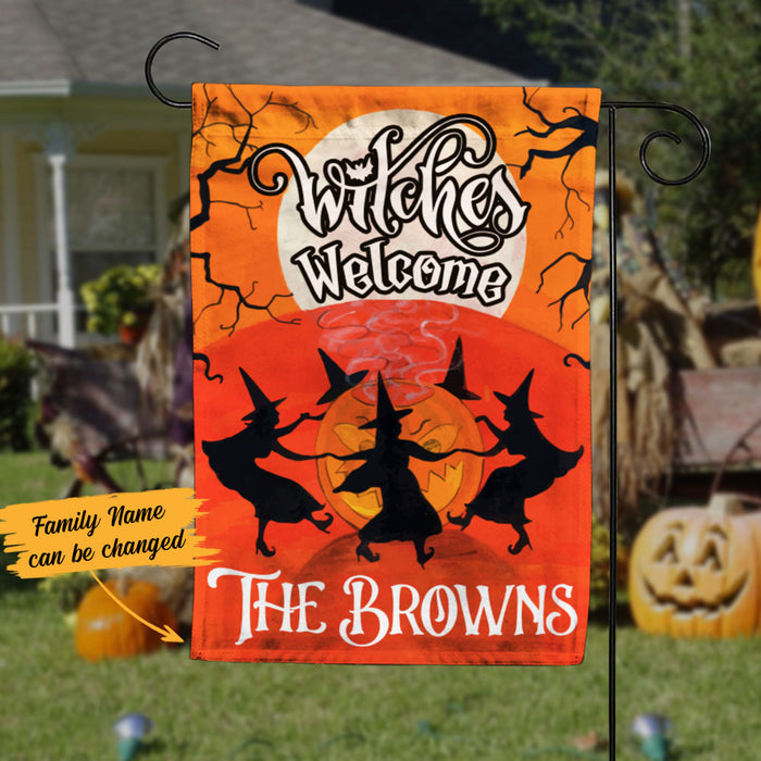 Personalized Witches Welcome Halloween Flag JL211 29O58 1