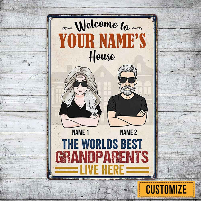 Personalized Grandpa Grandma Live Here Metal Sign JL71 30O58 1
