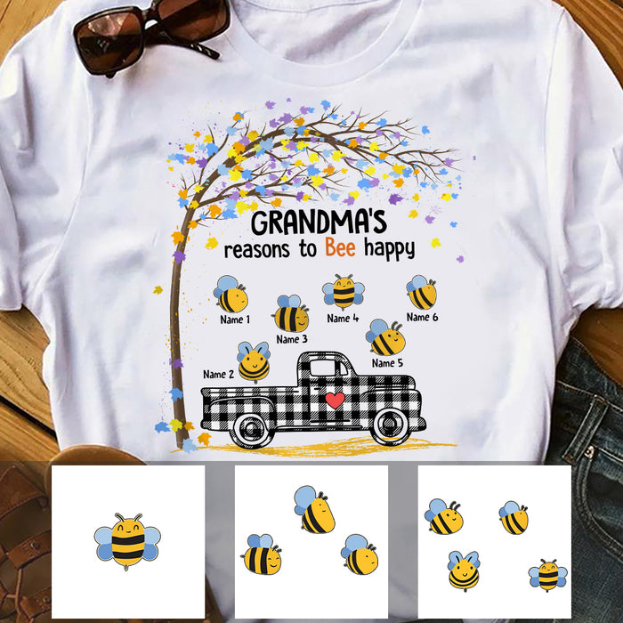 Personalized Bee Happy Mom Grandma T Shirt MR292 65O57 1
