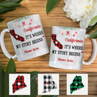 Personalized Story Begins Born And Live Buffalo Plaid Mug OB91 30O36 thumb 1