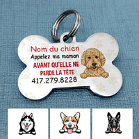 Personalized Dog Call My Mom Bone Chien French Bone Pet Tag AP91 30O34 thumb 1