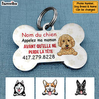 Personalized Dog Call My Mom Bone Chien French Bone Pet Tag AP91 30O34 thumb 1