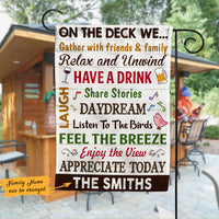 Personalized Family On The Deck We Gather Gardening Flag AG132 73O47 thumb 1