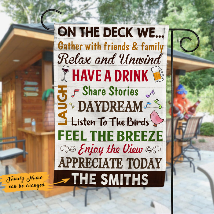 Personalized Family On The Deck We Gather Gardening Flag AG132 73O47 1