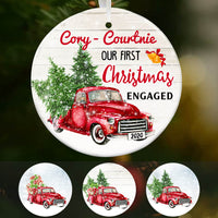 Personalized Our First Christmas Engaged Red Truck  Ornament OB142 67O60 thumb 1