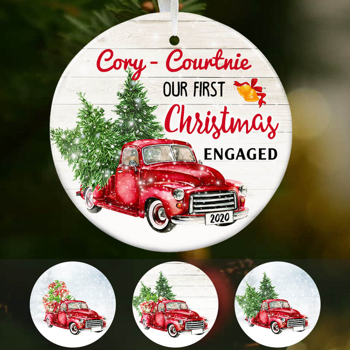 Personalized Our First Christmas Engaged Red Truck  Ornament OB142 67O60 1