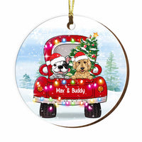 Personalized Dog Lover Red Truck Christmas Leds Circle Ornament OB126 58O34 thumb 1