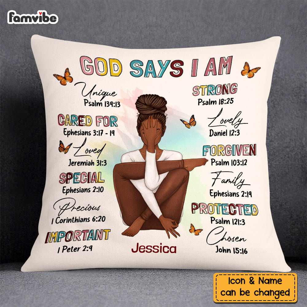 Personalized Gift For Daughter God Says I Am Bible Verses Pillow DB281 32O58 Primary Mockup