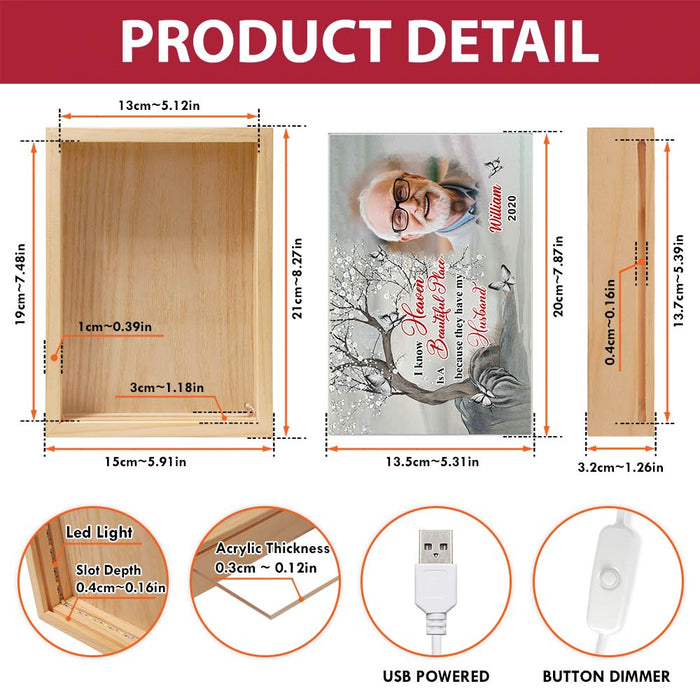 Personalized Memorial Heaven Is A Beautiful Place Upload Photo Picture Frame Light Box 31483 1