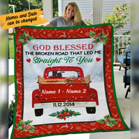 Personalized Love Couple Red Truck Christmas Blanket OB171 87O47 thumb 1