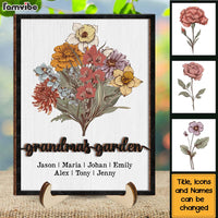 Personalized Gift For Grandma's Garden Birth Flower 2 Layered Wooden Plaque 31508 thumb 1