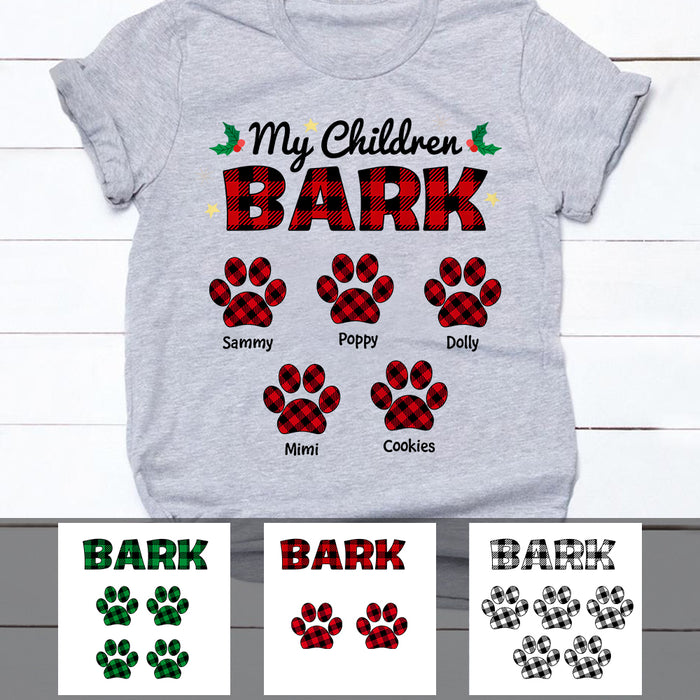 Personalized Dog Mom My Children Bark Buffalo Plaid T Shirt OB142 30O47 1