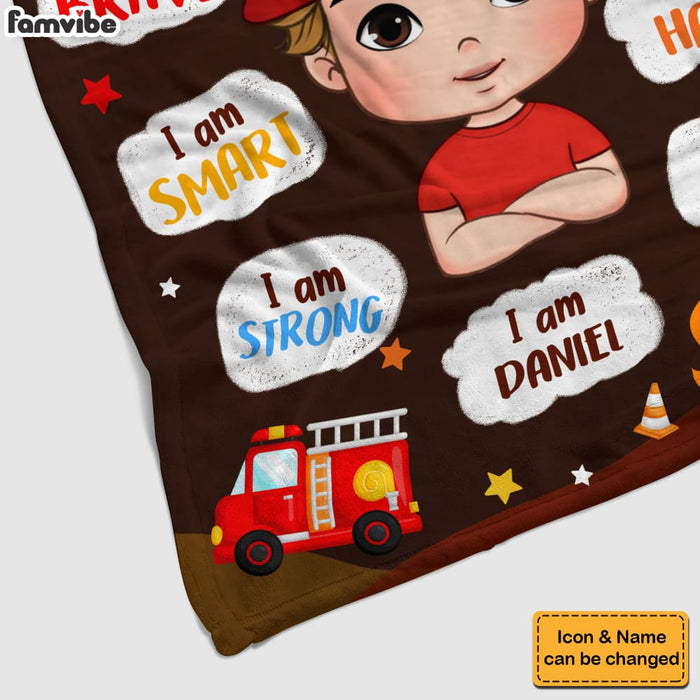 Personalized Inspiring Gift For Grandson I Am Kind Firefighter Kid Blanket 31256 1