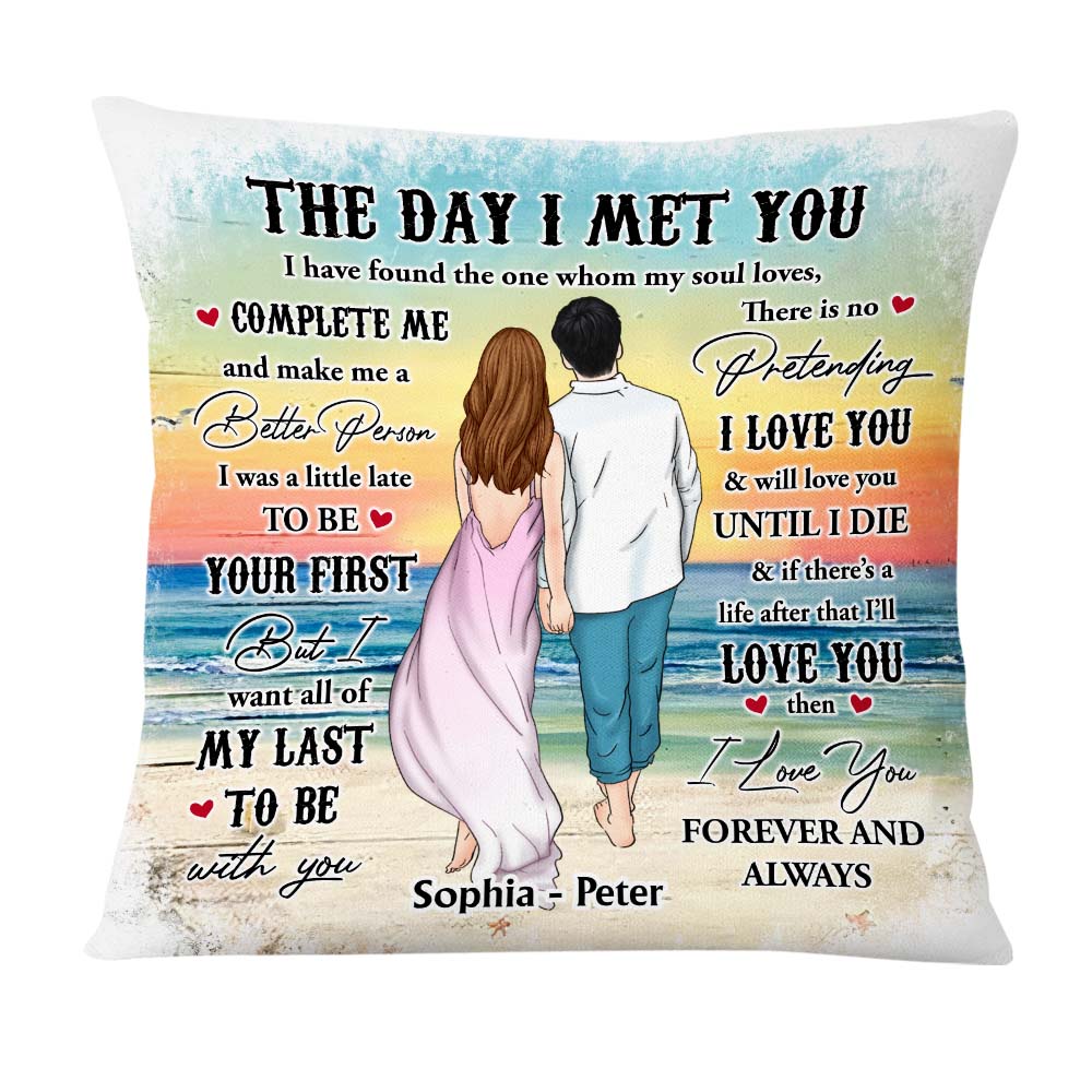 Personalized Couple Beach The Day I Met You Pillow DB282 30O47 Primary Mockup