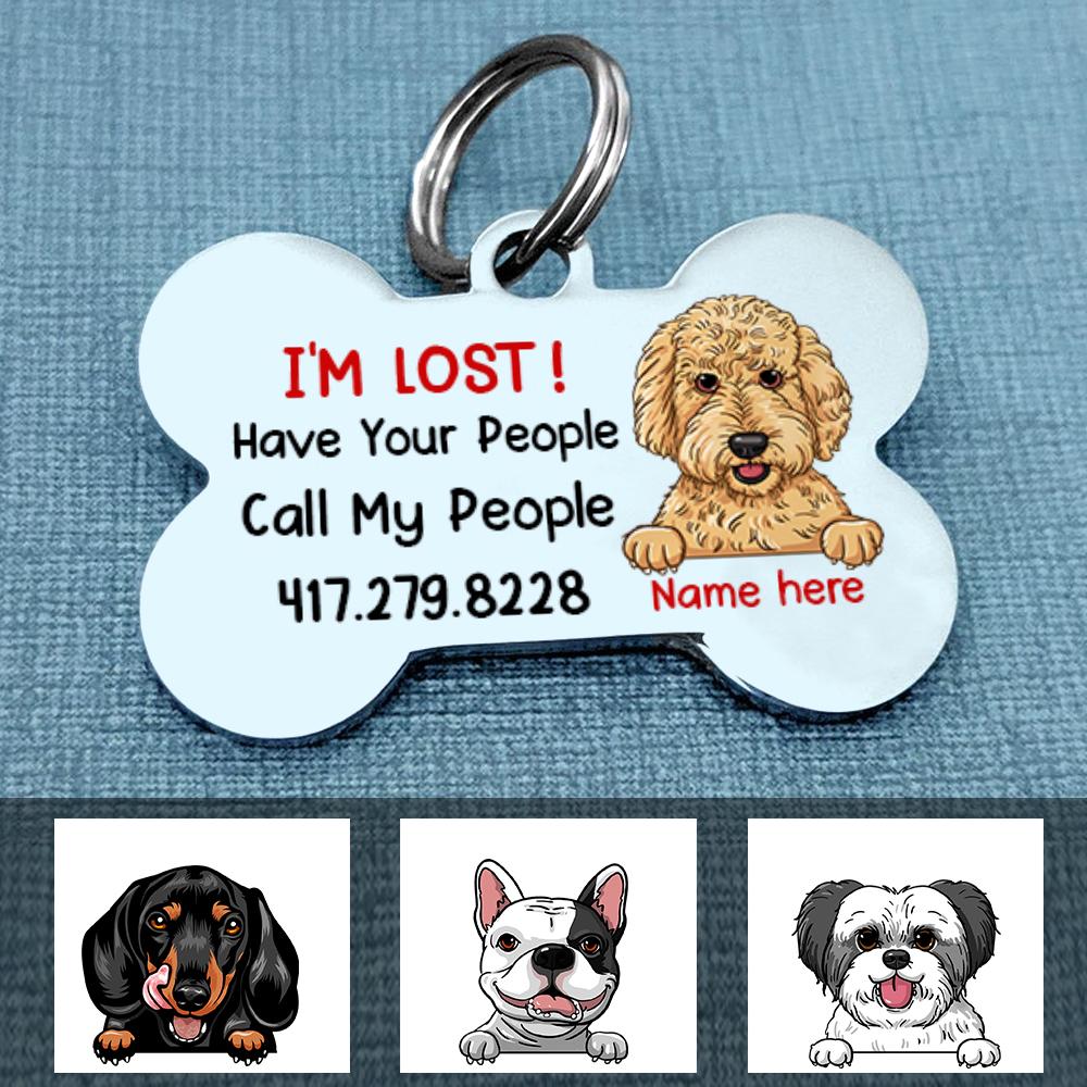 Personalized Dog Mom Call My People Bone Pet Tag NB51 85O47