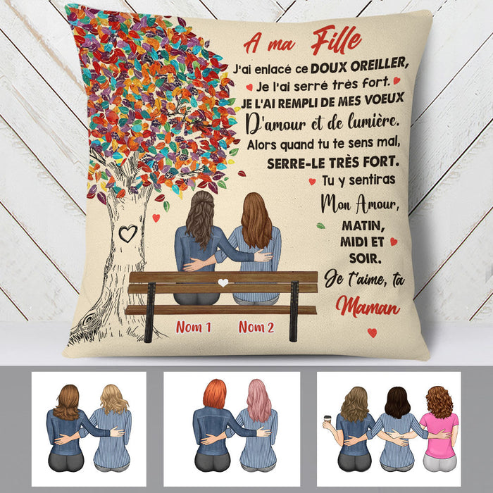 Personalized Mom Grandma Maman Grand-mère French Tree Hug Pillow AP85 67O60 (Insert Included) 1