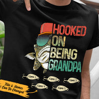 Personalized Hooked On Being Grandpa Papa Fishing T Shirt AP176