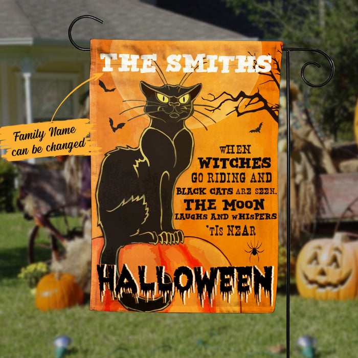 Personalized Halloween Black Cat Vintage Flag JL201 67O58 1