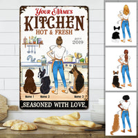 Personalized Dog Kitchen Seasoned With Love Metal Sign JL129 30O53 thumb 1