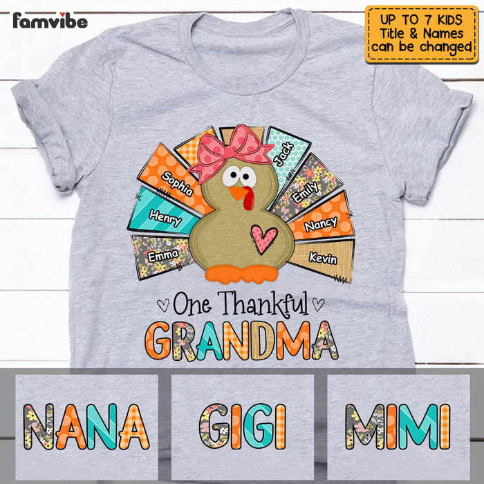 Personalized One Thankful Grandma Turkey T Shirt AG302 32O53 1