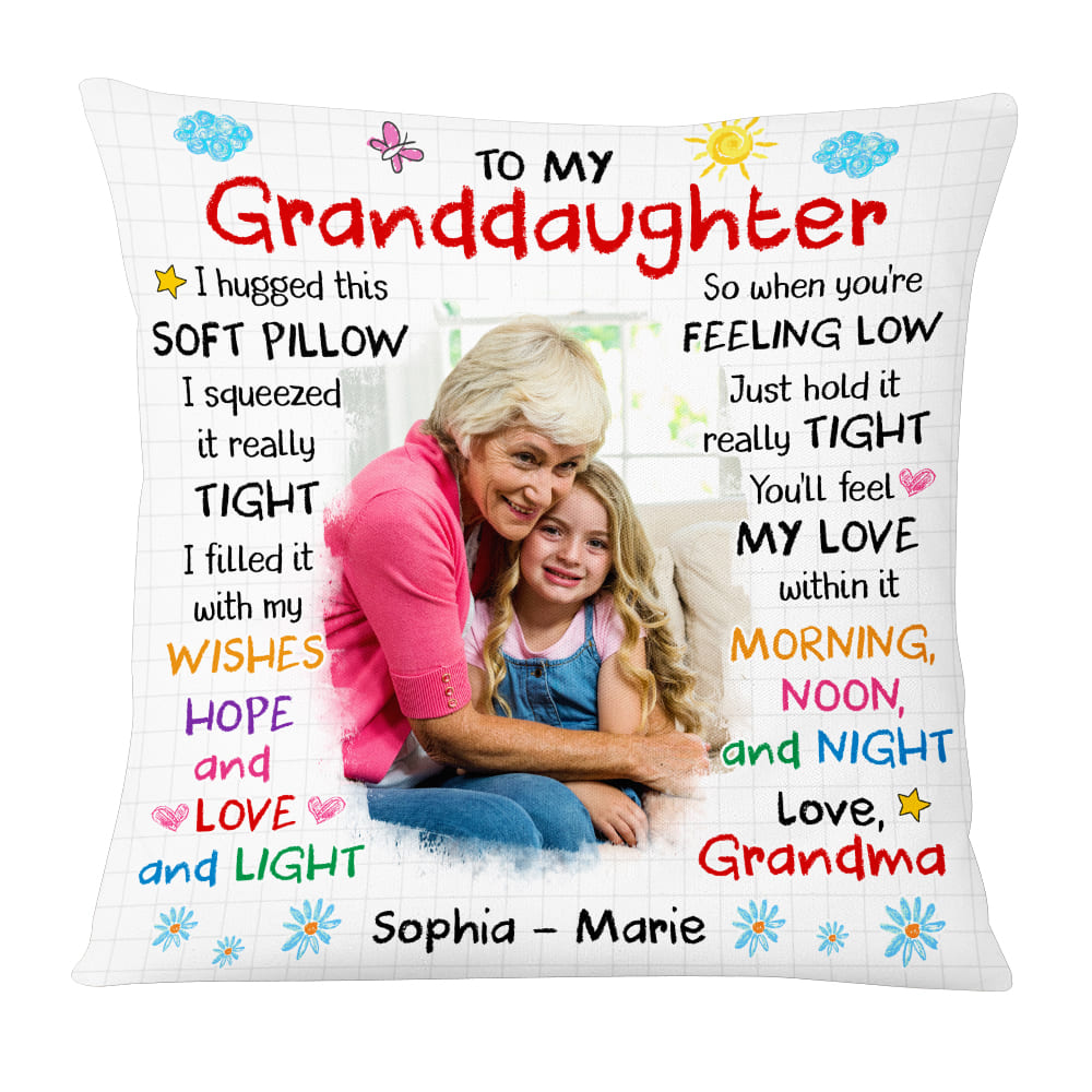 Personalized Gift For Granddaughter Photo Custom Pillow 31498 Primary Mockup